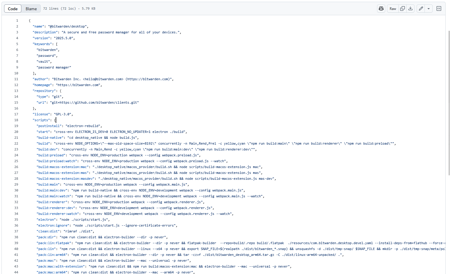 Bitwarden Desktop package.json